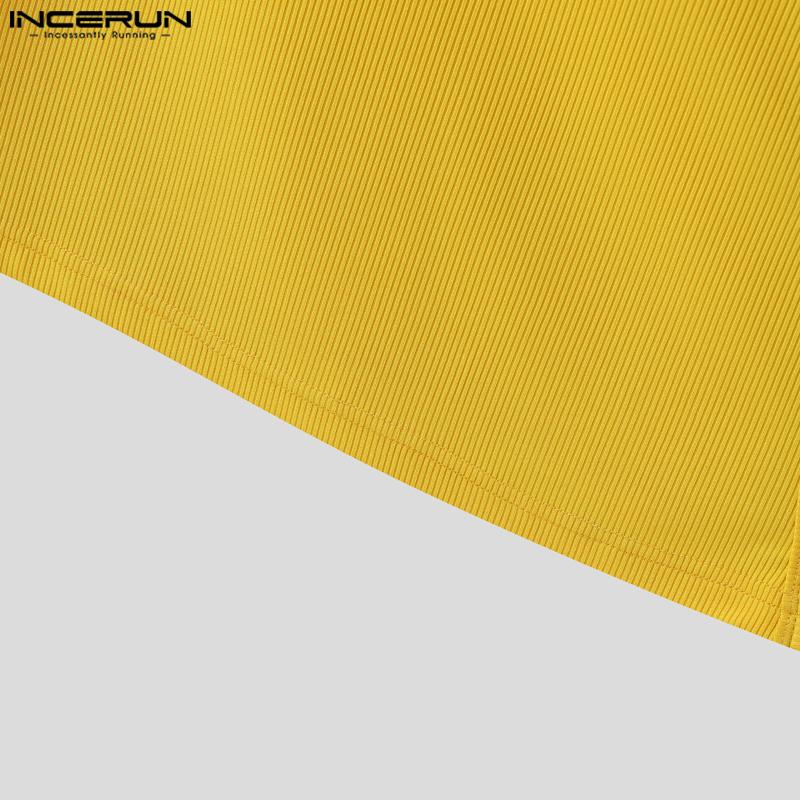 INCERUN Men V Neck Sleeveless Zip-up Casual Fitted Rib Tank Tops