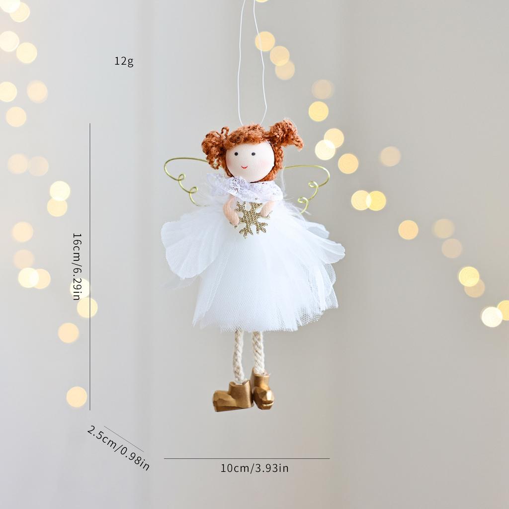 Sitting Elf Doll Angel Pendant Cute Little Girl Christmas Tree Ornaments Hanging Decorations Kids Children Day Gift