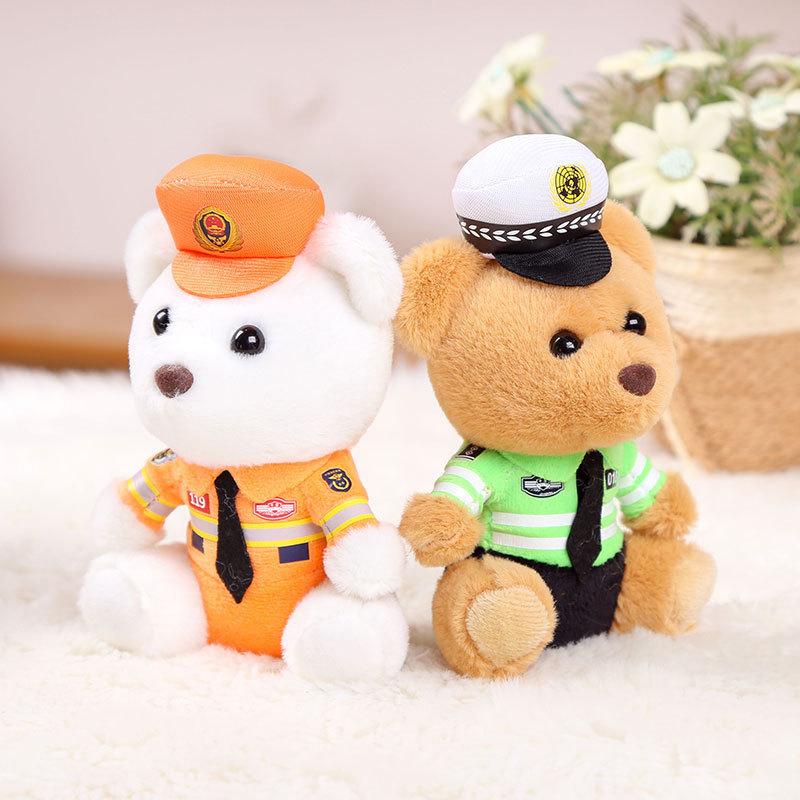 Verkehrspolizei Bär Anhänger Plüschtier Puppe Feuerwehr Polizei Tasche Schlüsselanhänger Puppe Niedlich