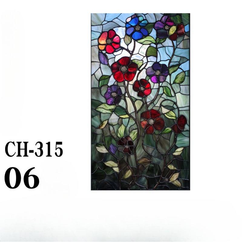 Vintage Art Glass Stickers Painted Flowers Stained Window Films Bathroom Home Decor Static Cling Frosted Privacy Glass Films