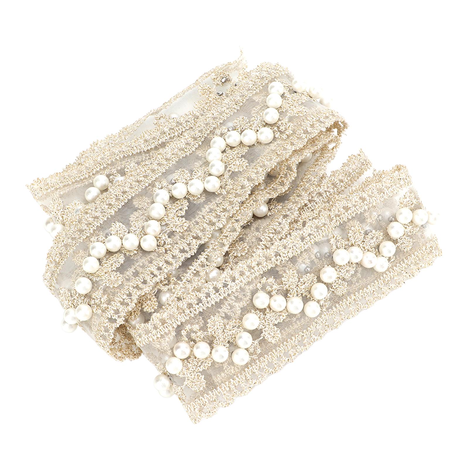 

Кружевная лента 2 ярда Элегантный жемчужный стиль Прозрачный узор Бежевый Сделай сам Изготовление Мягкий Приятный для кожи Шитье