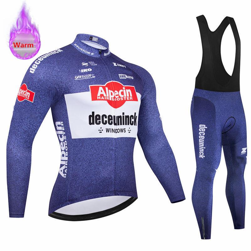 Alpecin Pro Team-Thermal Fleece Cycling Clothing Set for Men, Road, Mountain Bike, Bicycle Clothes, MTB Maillot, Winter, New