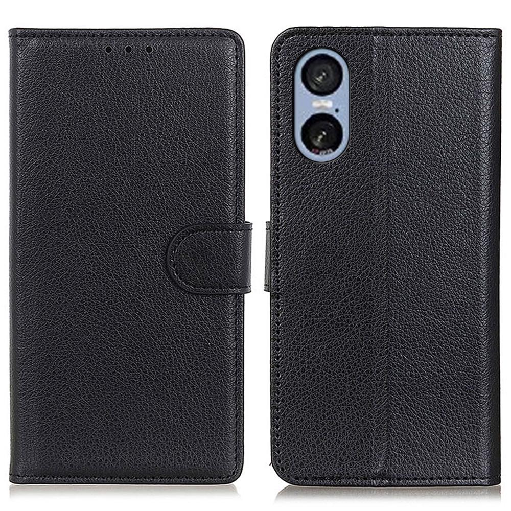 For Sony Xperia 5 VI Case PU Leather Wallet Phone Cover Litchi Texture