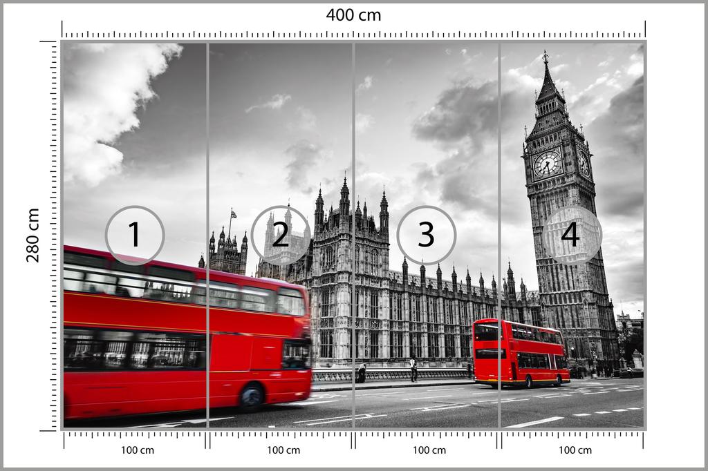 Fototapeta London černobílá omyvatelná flísová 400x280
