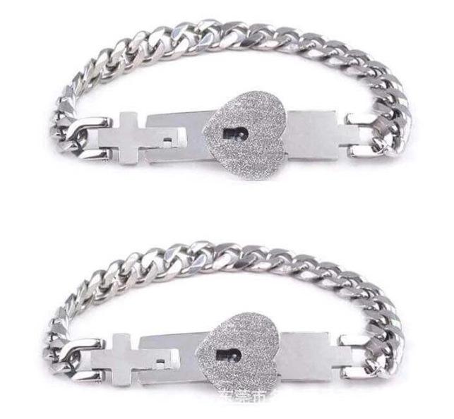 

Steel Color Titanium Couple Bracelets - Light Luxury Concentric Lock Stainless Steel Bands Fashionable Jewelry 18K