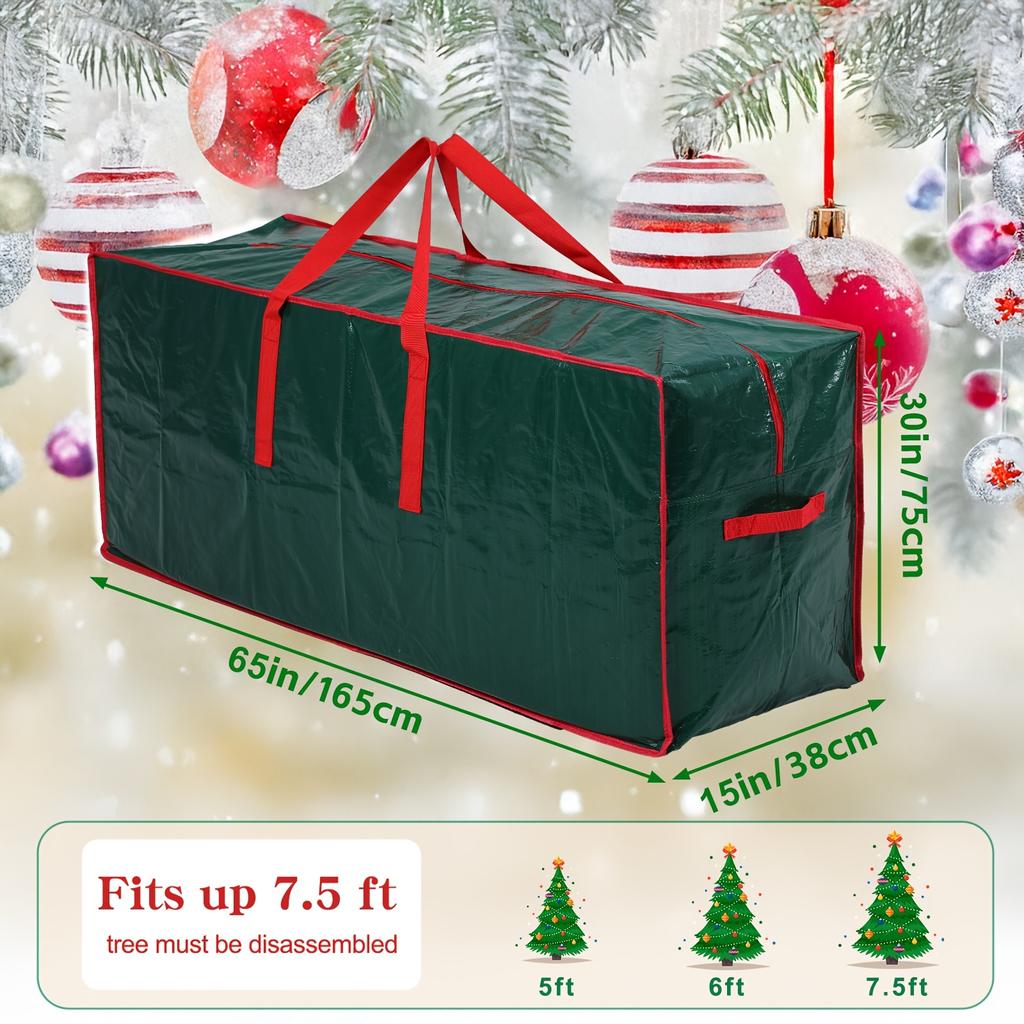 Christmas Tree Storage Bag for Up To 228.6cm Disassembled Trees - Reinforced Handles & Dual Zipper Closure,Tree Storage