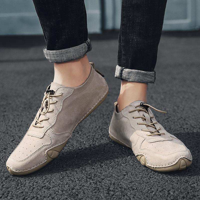 Newest Mens Shoes Suede Leather Casual Sneakers Men Brand Handmade Lace-Up Outdoor Shoes Breathable Leisure Walk Loafers Moccasins