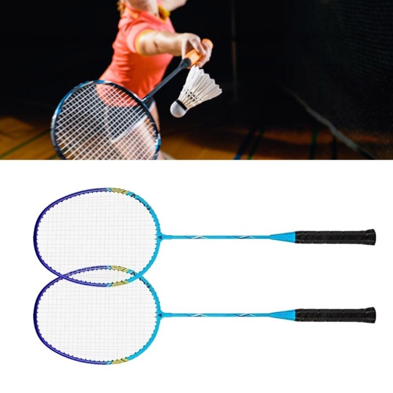 1 Paar Leichte Badminton Schlägerset Professioneller Doppel Badminton Schläger Federbälle Schläger für 2 Spieler