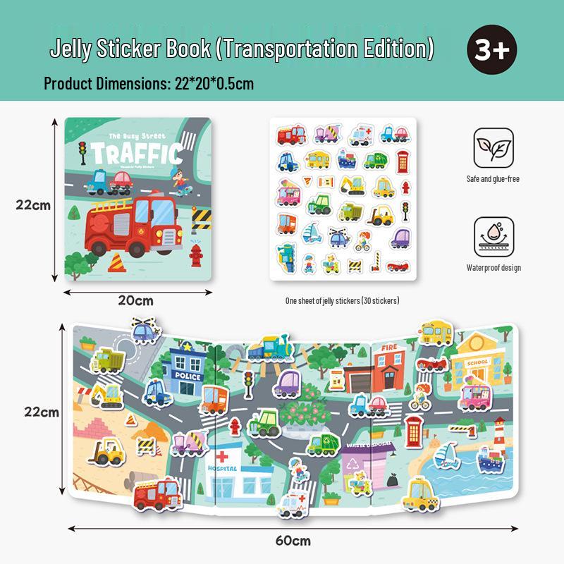 Kids' Educational Bubble Sticker Book: Animals, Dinosaurs & Transportation