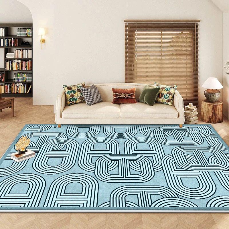 Modern Geometric Abstract Living Room Carpet Foldable Washable Bedroom Bedside Soft Rug Decoration Home Large Area Mats Non-slip