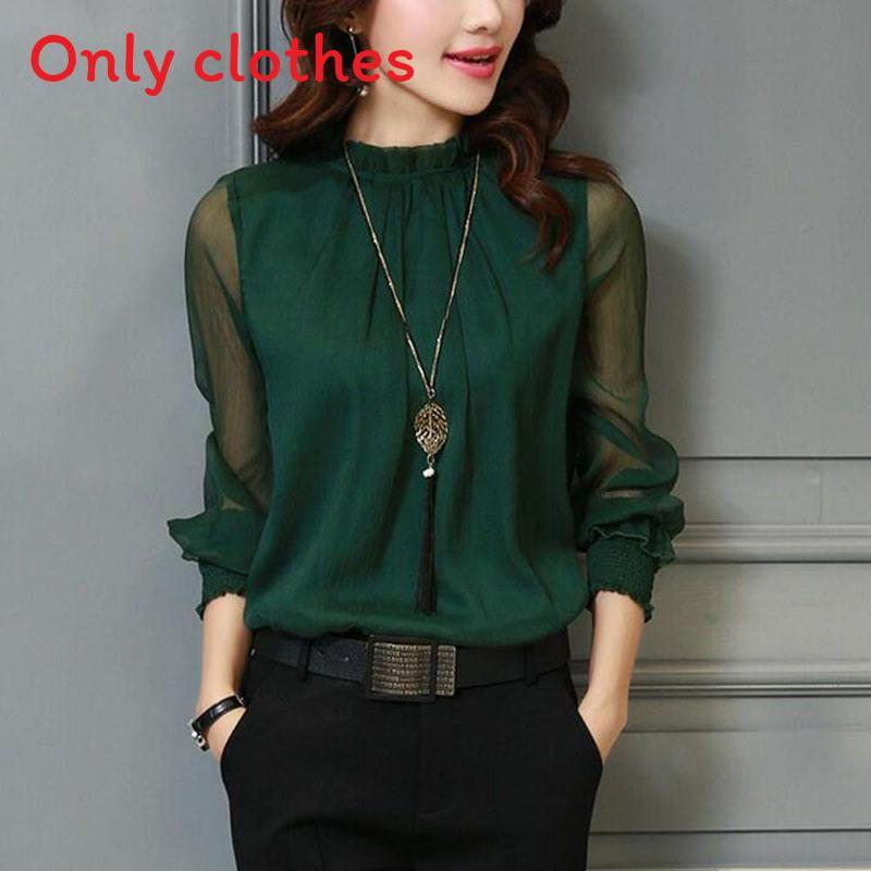 Womens Spring Chiffon Shirt With Lace Vneck And Long Sleeves For Casual Daily Wear