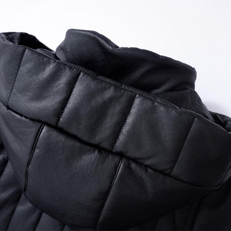 Woman Leather Jacket Winter Long Parkas Hooded Elegant Thick Warm Female Faux Sheepskin Coats