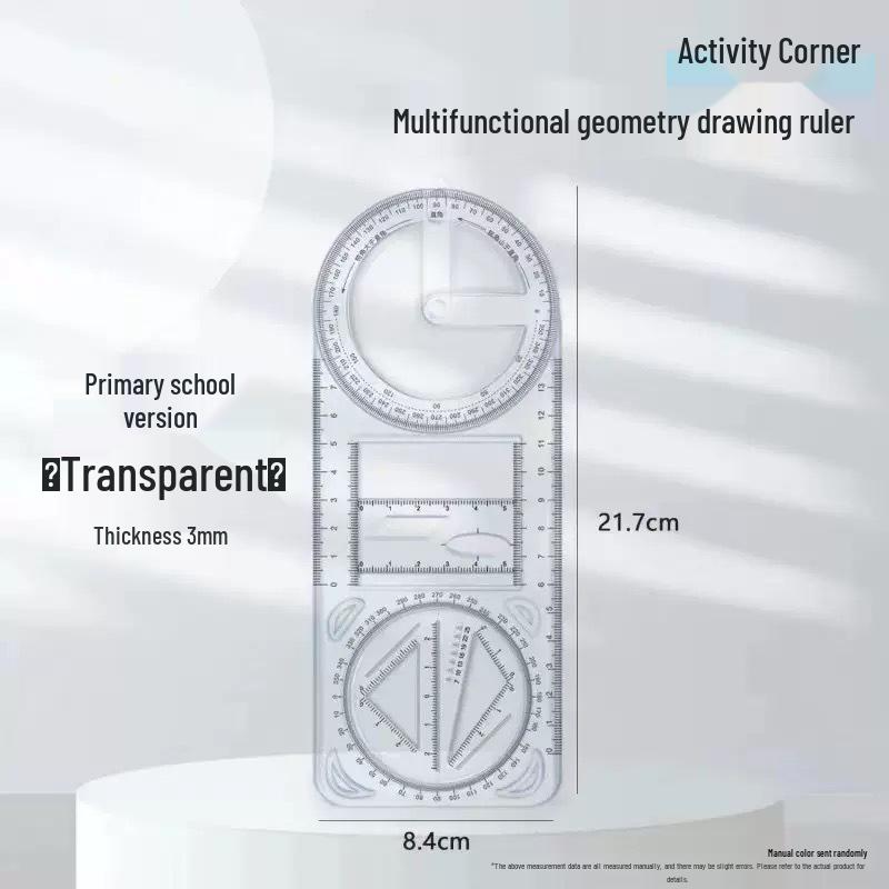 Multifunctional Geometry Ruler Set for Students: Includes Drawing, Function, Triangle, and Protractor Rulers