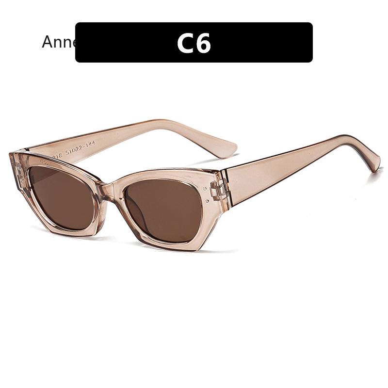 Vintage Retro Rivet Cat Eye Sunglasses Women Fashion  Designer Luxury Polygon Small Sun Glasses Eyeglasses UV400 gafas