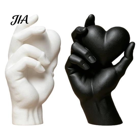 Minimalist Home Accents Hand Holding Heart 3D Printed Figurine, Modern Sculptural Desk Decor, Romantic PLA Sculpture for Gifts Accent Shelf Nightstand