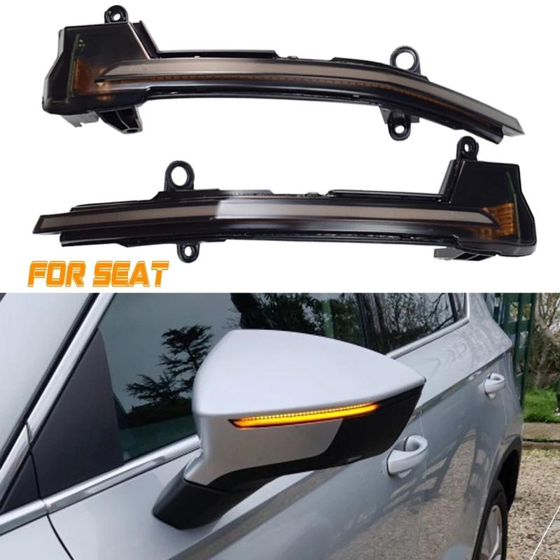 2X LED Dynamic Scroll Turn Signal Light For Seat 5D Cupra Ateca Tarraco 2016- FR Xcellence Side Mirror Flashing Blinker Lamp