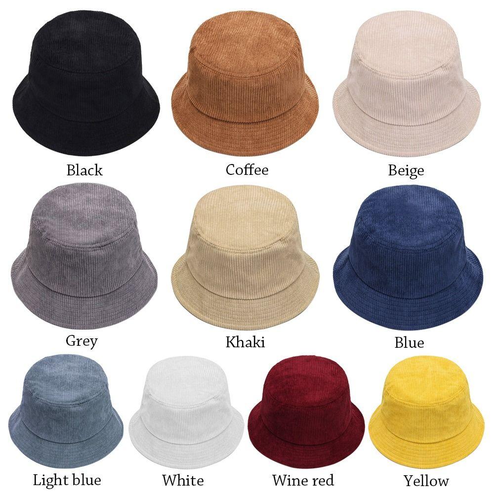 Corduroy Fisherman Cap Soft Sun Cap Outdoor Bucket Hat  Men Women
