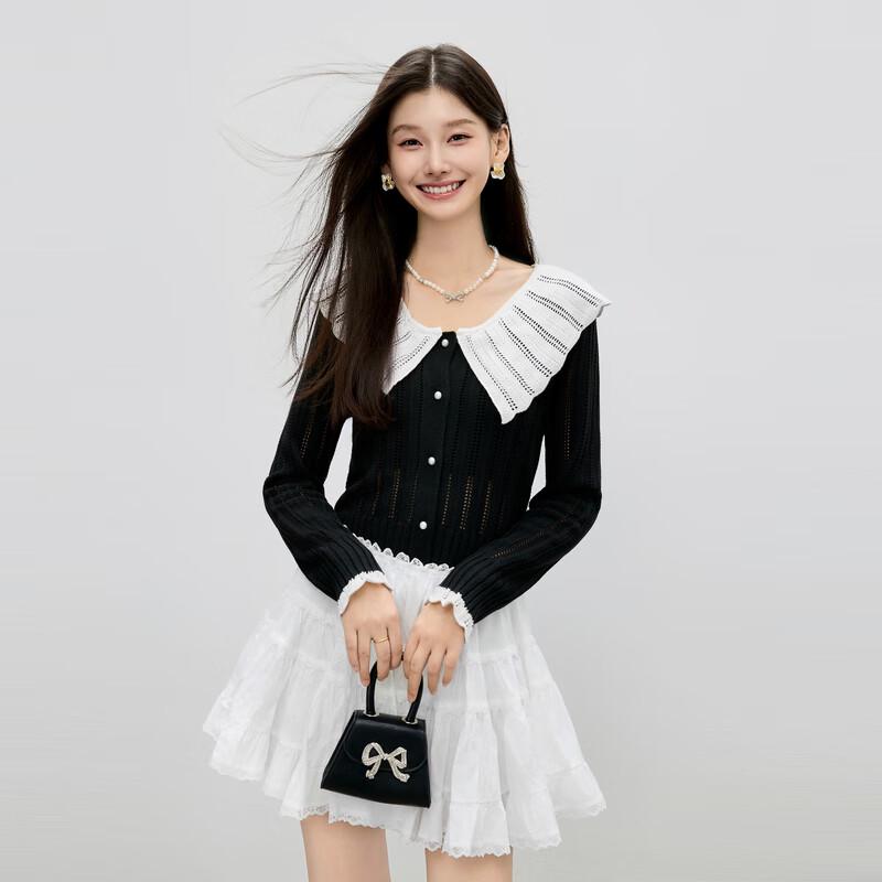 Qiusyiren Women's Sweet Doll Collar Knit Sweater