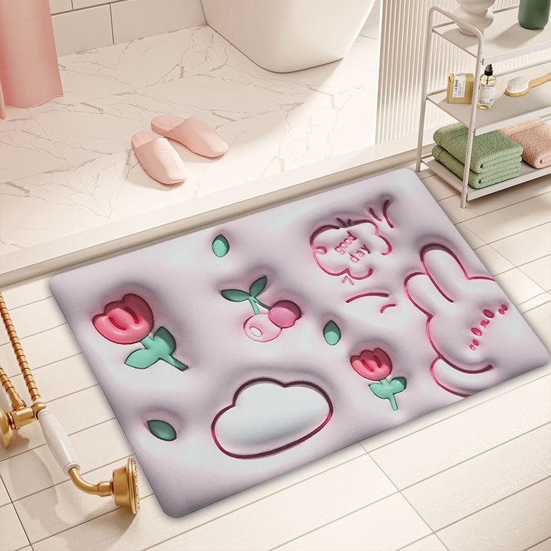 New 3d Three-dimensional Expansion Diatom Mud Quick Drying Soft Mat Bathroom Door Absorbent Non-slip Blanket Multi-purpose
