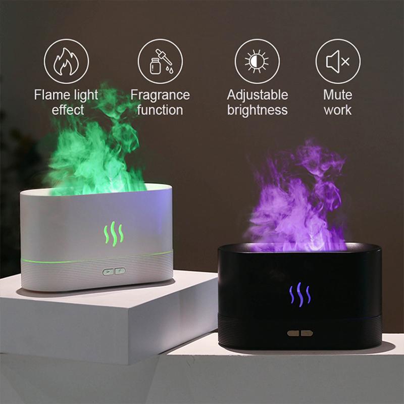 Realistic Flame Air Humidifier Essential Oil Fragrance Diffuser Aromatherapy Sprayer For Sports Yoga Spa