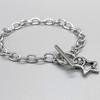 Gothic Stainless Steel Hollowed-out Five-pointed Star Pendant Bracelets for Women Men Couple Punk Y2k Daily Layering Jewelry