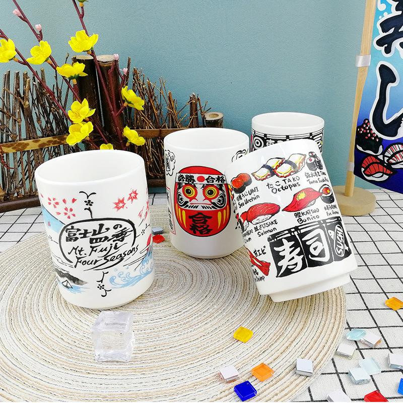 1PC Japanese Impression Ceramic Mugs 280ml Tea Wine Sushi Sake Cup Funny Family Restaurant Decoration Travel Gift for Friends