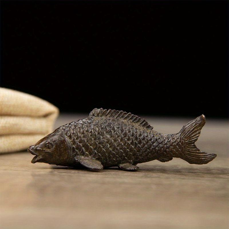 Retro Metall Karpfen Fisch Figur Miniatur Teetisch Haustier Kleine Verzierung Tier Feng Shui Handwerk Heimdekorationszubehör