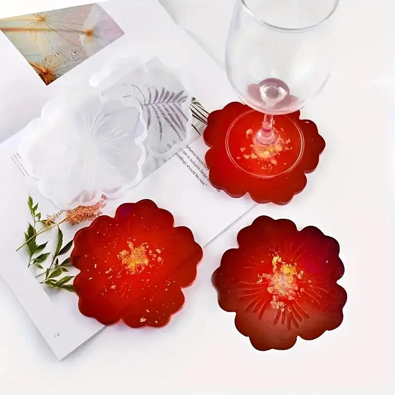 DIY Flower Shape Coaster Mold Silicone for Epoxy Resin Handmade Craft Fruit Dish Clay Plaster Casting Mould Home Decor