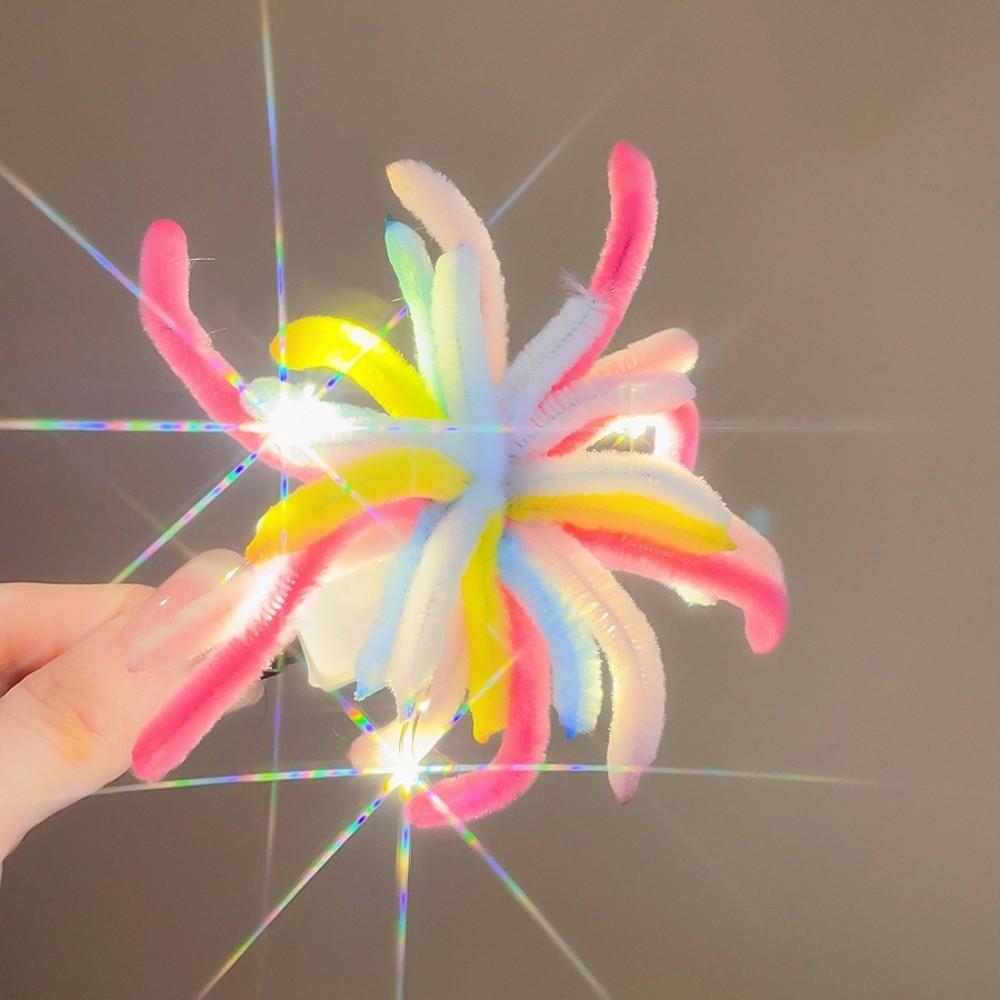 Twist Bar LED Glow Hairpin Photographic Headwear Light Up New Year Hairpin Flocking Colorful New Year Headdress