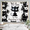 Funny Cat Tapestry for Bedroom, Cute Black and White Tapestry Anime Tapestry Wall Hanging with, Gifts for Cat Lovers, Cats Wall