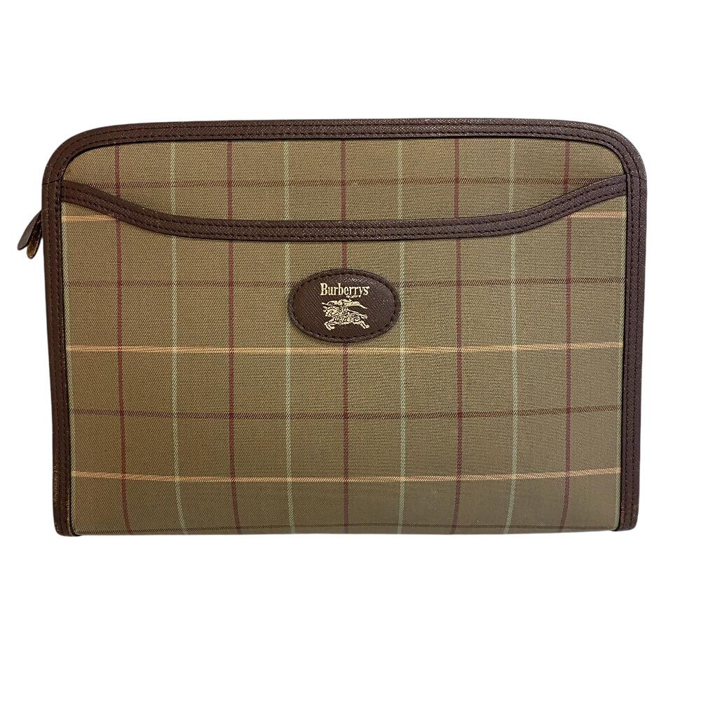 Burberrys Клатч-кошелек Мега-клетка холст Клатч-сумка бежевый холст унисекс Б/у