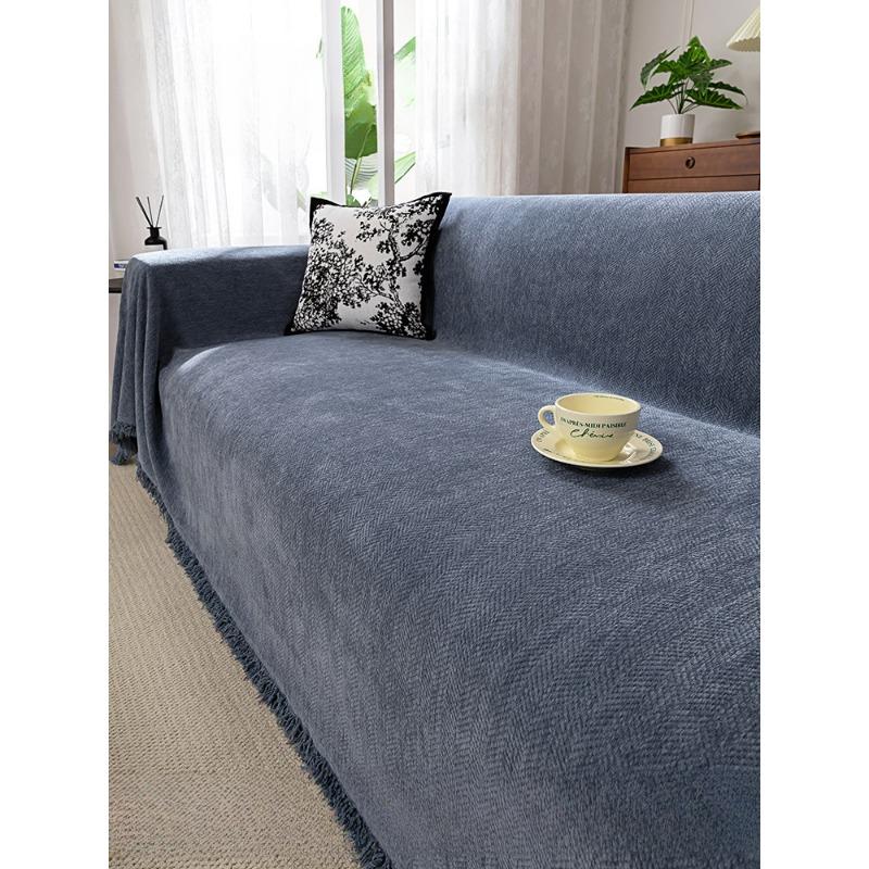 Chenille Herringbone Pattern Sofa Cover Towel High-Grade Simple Matcha Green Four Seasons Universal Full Covered Universal Cover Cover Blanket