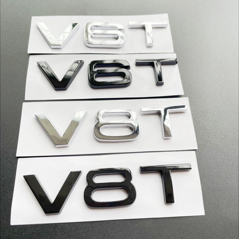 3D ABS V6T V8T Logo Car Rear Boot Trunk Side Fender Car Emblem Badge Sticker Decals For S A4L A5 A6L A7 S4 S5 Car Accessories