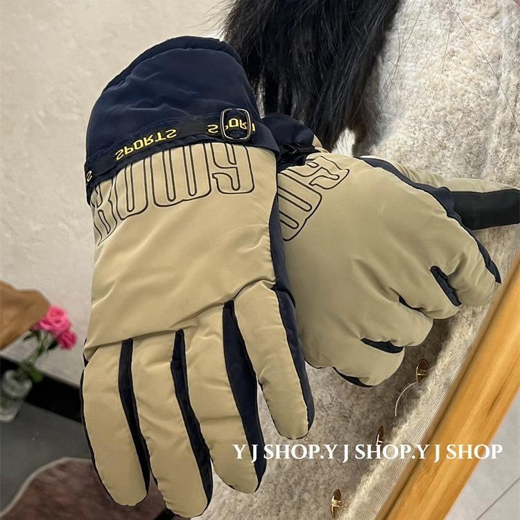 Outdoor Ski Gloves for Women In Winter Plus Velvet Warm Riding Electric Bike To Protect Against Cold and Wind Proof Touch Screen Couple
