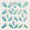 Multi-faceted Rhombus Electroplated Metal Glossy Manicure Fashionable European And American Round Head Almond Blue And Green Fake Nails