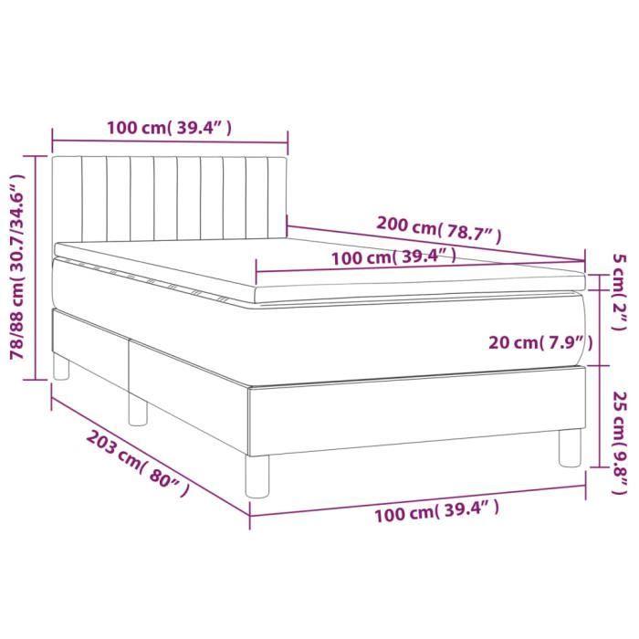 3141407 vidaXL Divan Bed and Mattress Light Grey 100x200cm Velvet