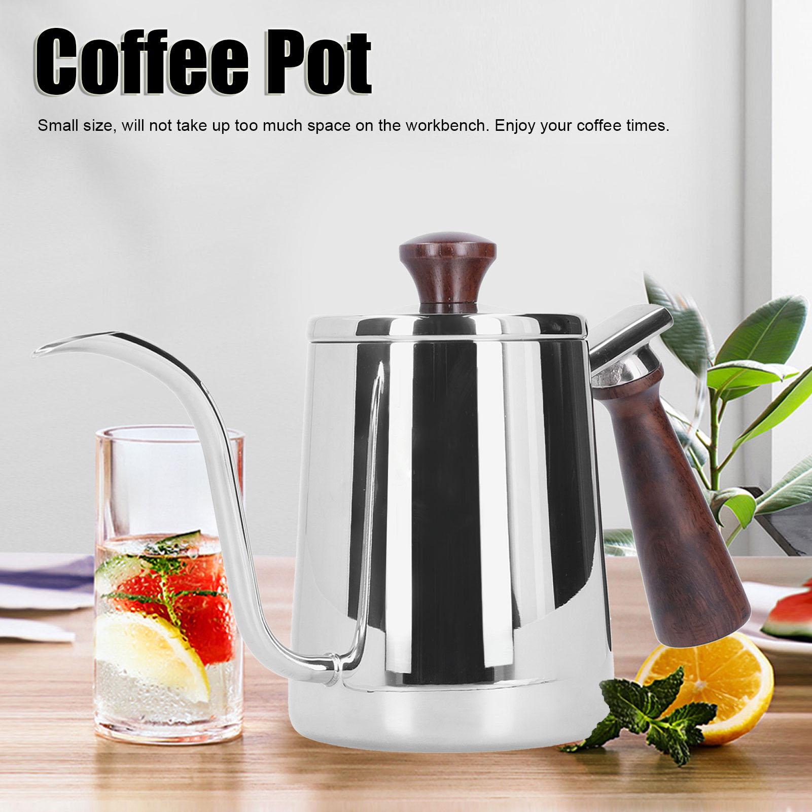 Cafetière portable en acier inoxydable avec manche en bois Bec verseur col de cygne Bouilloire à café