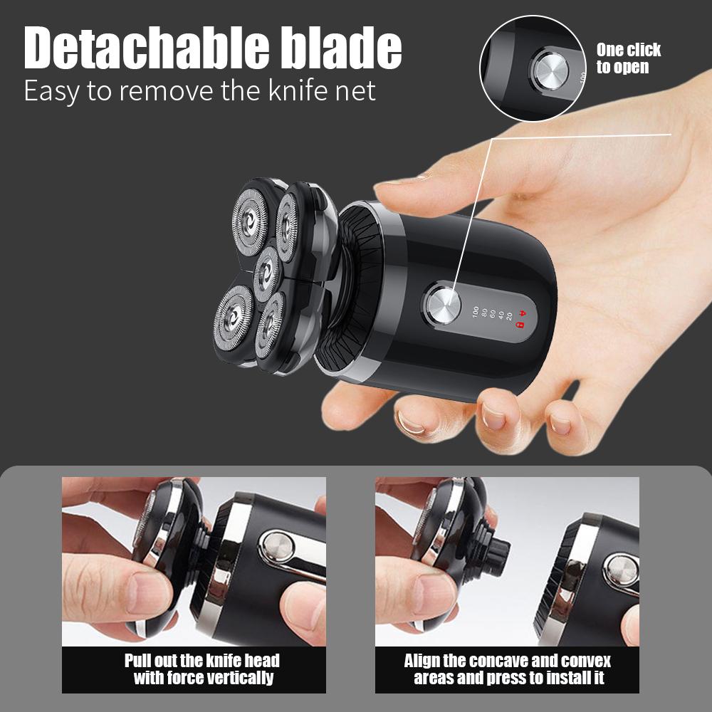 5 In 1 Head Shaver Razor For Bald Man Rechargeable Hair Shaving Razors Waterproof Wet Dry Beard Trimmer