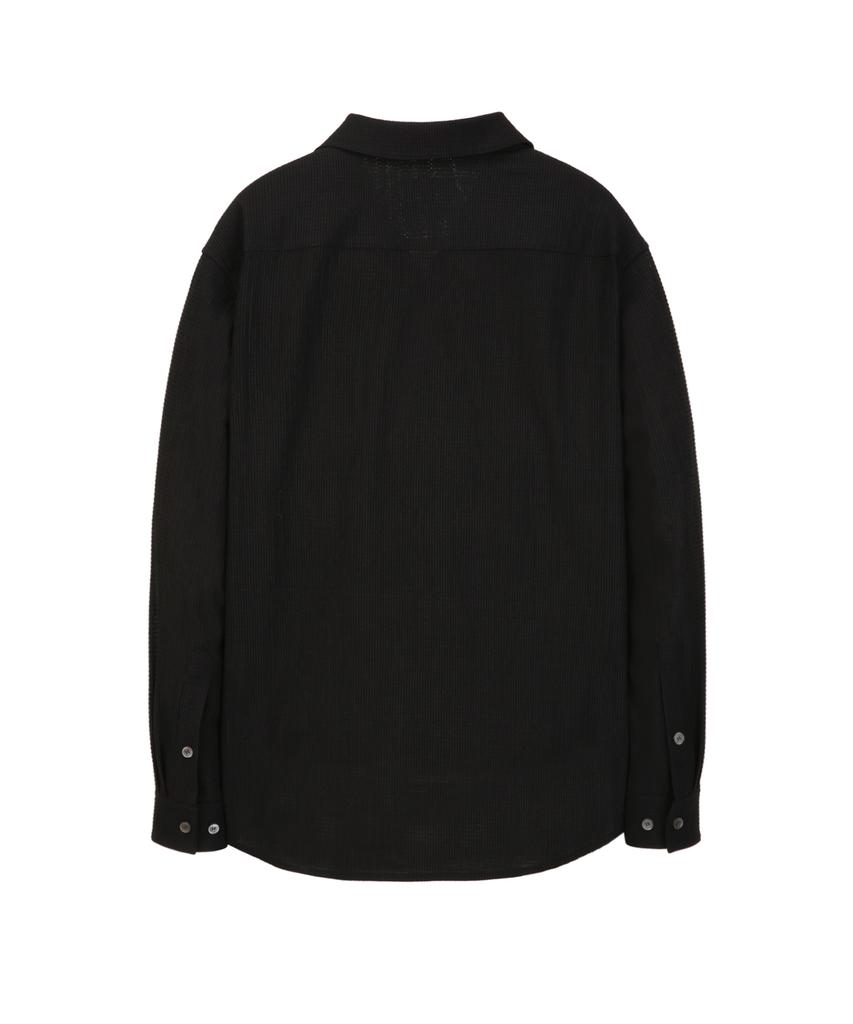 Jilseutyueoteunyuyogmaen Open Collar Setup Long Sleeve Shirt - Black(Jnsh6B385Bk)