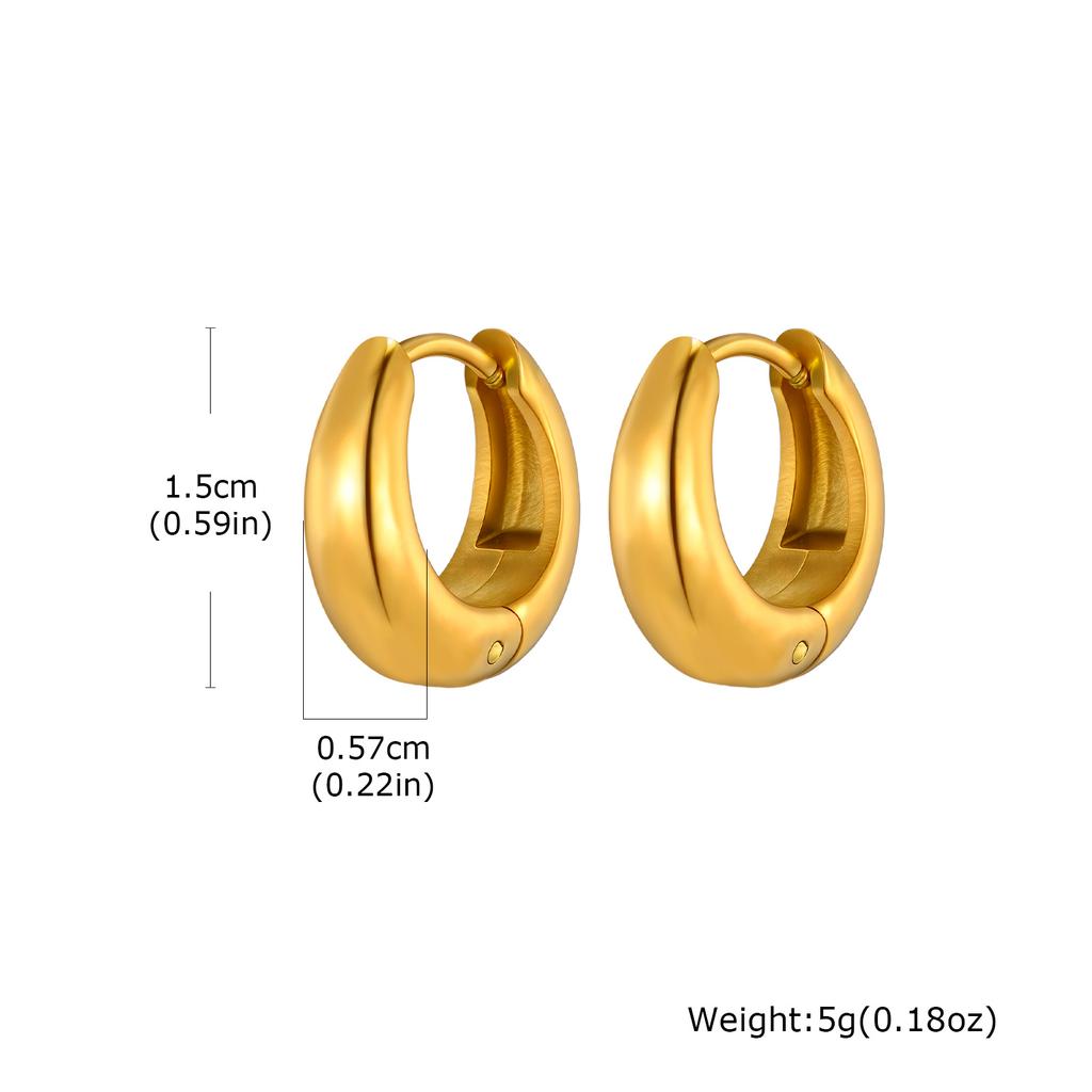 Minimalist Gold Color Hoop Earrings Stainless Steel Chunky Earrings for Women Girls Hypoallergenic Jewelry Aretes Mujer Trend