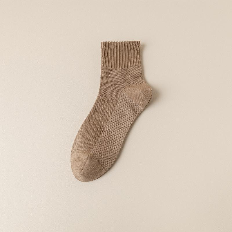 

Весна и лето Новые однотонные мужские носки японские массажные сетчатые деловые носки среднего размера дышащие простые универсальные хлопковые носки One Size темно-коричневого