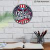 2D Flat, 1pc Round Aluminum Hanging Sign - "God Bless America" Patriotic Metal Wall Art, Uncle Sam Hat & Fireworks Design, Perfect for 4th of July