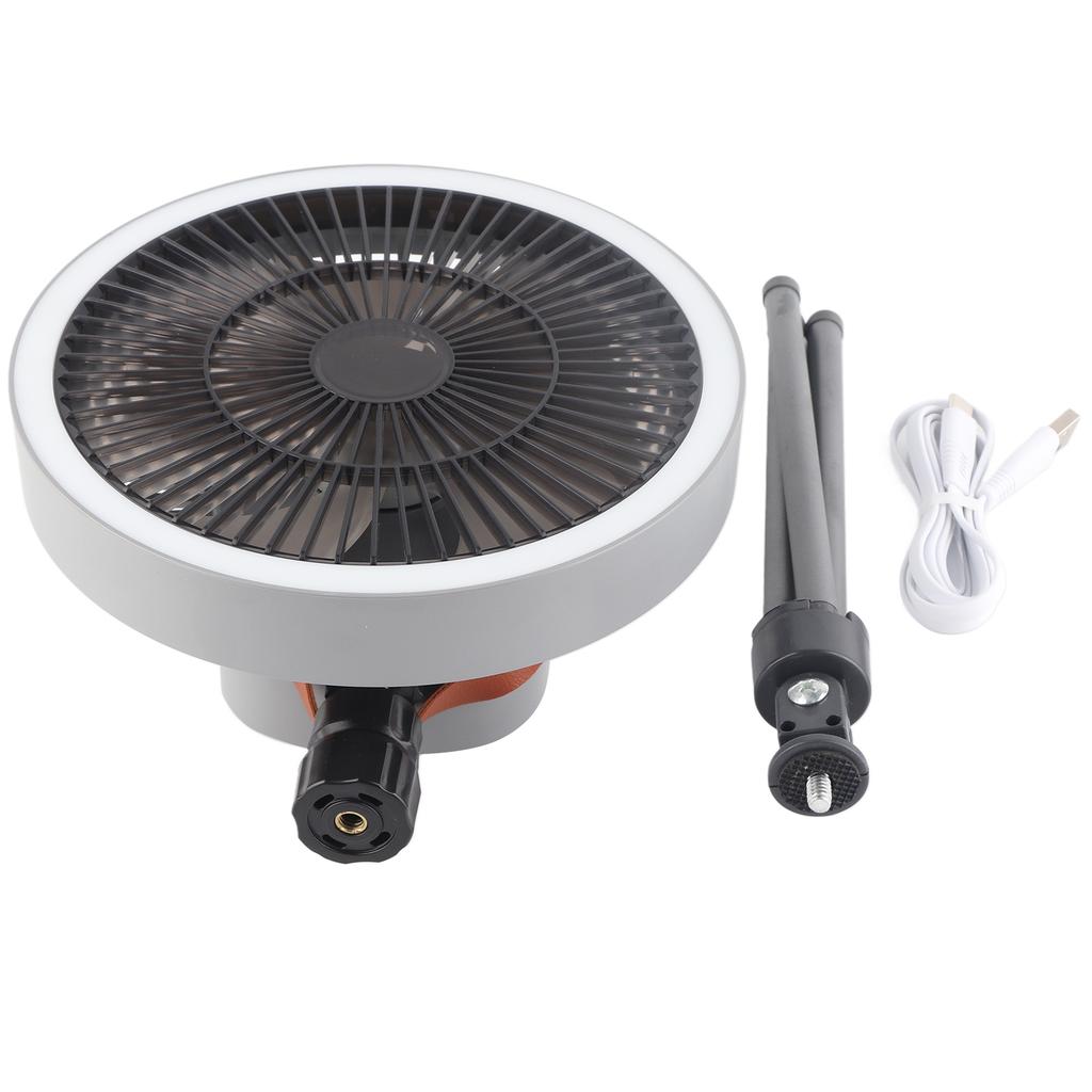 Portable USB Rechargeable Tripod Fan Outdoor Camping Tripod Fan for Outdoor Camping Tent Gray