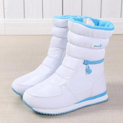 Buty zimowe damskie Ladys ciepłe buty śniegowce wewnątrz mieszanej naturalnej wełny jednolity kolor biały