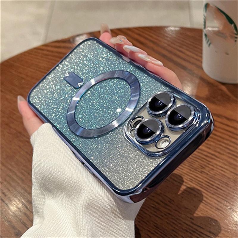 Für iPhone 15 Pro Max Luxus Magsafe Magnetische Quadratische Beschichtung Rahmen Gradienten Glitter Telefon Fall Für iPhone 11 12 13 14 15 Plus Abdeckung