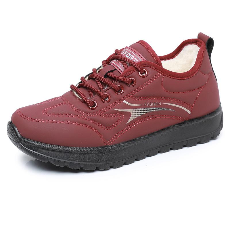 2025 shoes women's winter new women's walking shoes cotton boots velvet warm women's short boots comfortable mother shoes