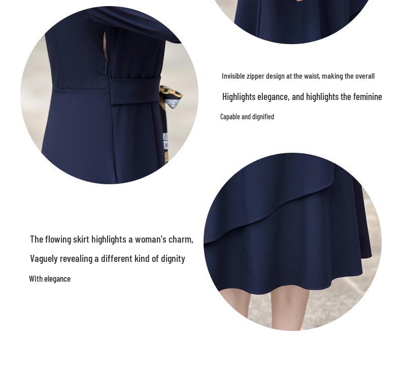 Spring 2026 Long-sleeve Dress for Middle-aged Women: Waist-cinching, Wide-leg Style for Spring and Autumn
