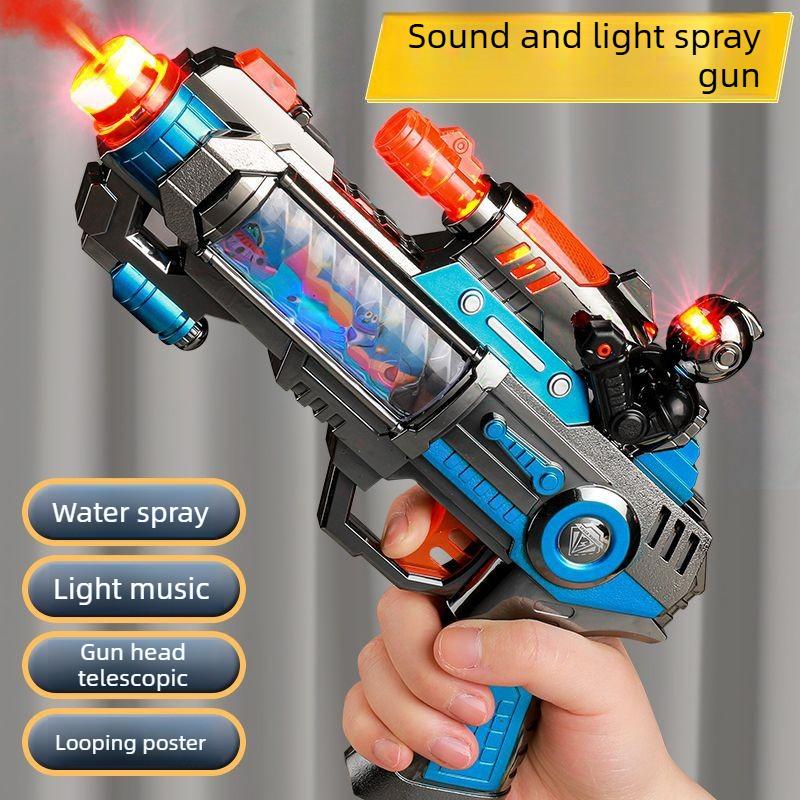 Electric Water Spray Toy Gun with Vibrating Barrel Sound Light Effects Realistic Gun Sounds Safe Non-Firing Gift for Boys Kids