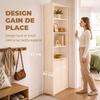 Bookshelf, 6-Tier, 60 x 24 x 182 cm, 4 Open Compartments, 2 Doors, White