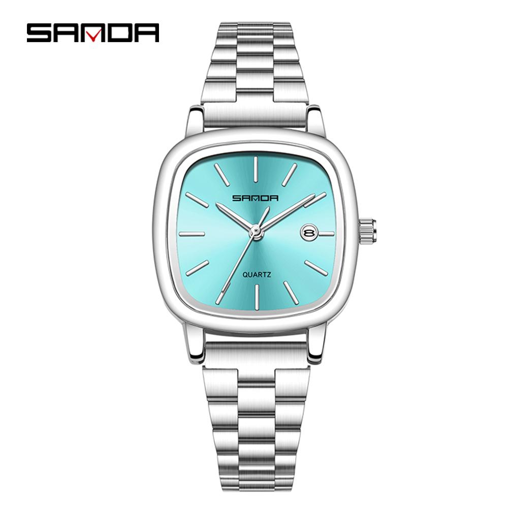 Fashion Square Dial Couple's Wristwatches Men Women Casual Daily Calendar Watch Waterproof Steel Strap Relojs